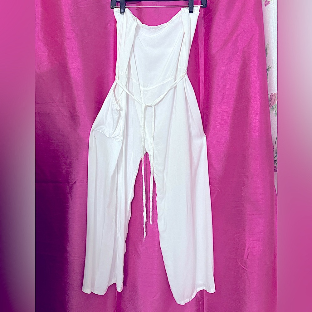 Chic White Beach Pants With Drawstring - image 1